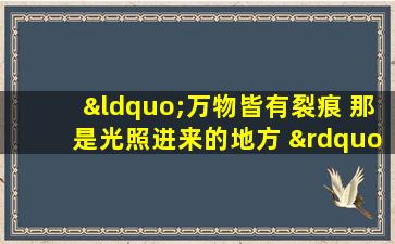 “万物皆有裂痕 那是光照进来的地方 ”